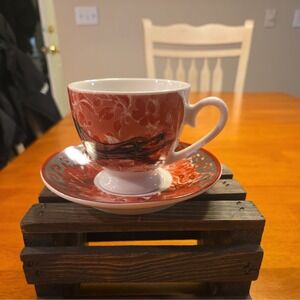 Illumicrate Tea Cup & Saucer Set ~ Hades & Persephone Greek Mythology Red Skull